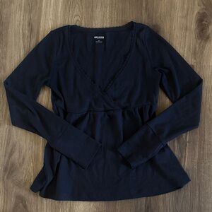 Hollister Women's Navy Babydoll Top
